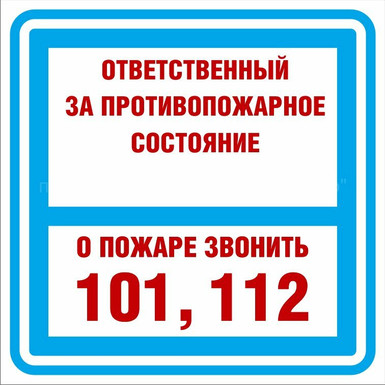 K 29 Ответственный за противопожарное состояние помещения (Пленка, 200х200 мм)